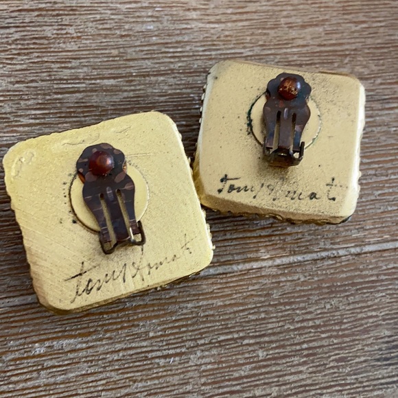 Vintage Rare Tony Amato Clip Earrings - Picture 2 of 2